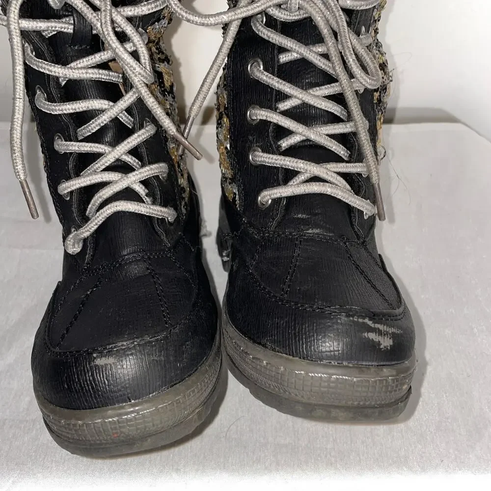 Justice Winter Boots w/ Sequins & Faux Fur - Girl's Size 3M - Fabulous!‎